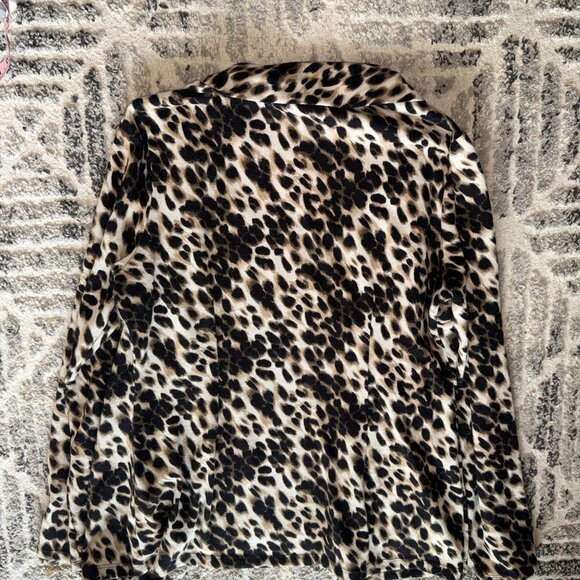 Cheetah Animal Print Women's Cardigan With Black Blouse Milano Large - Picture 3 of 10
